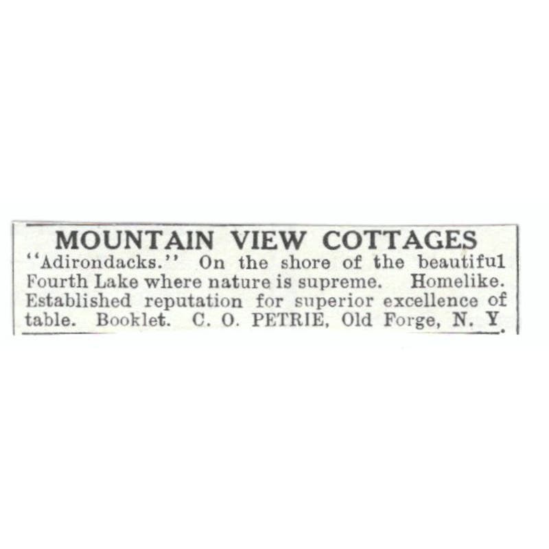 Mountain View Cottages Adirondacks Fourth Lake C.O. Petrie c1918 Ad AE5-SV5