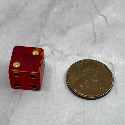 Vintage Small Red Bakelite Dice 1/3" SB7-3
