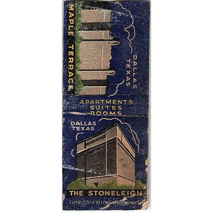 Maple Terrace & The Stoneleigh Apartments Dallas TX Vtg Matchbook Cover SC7-Y7