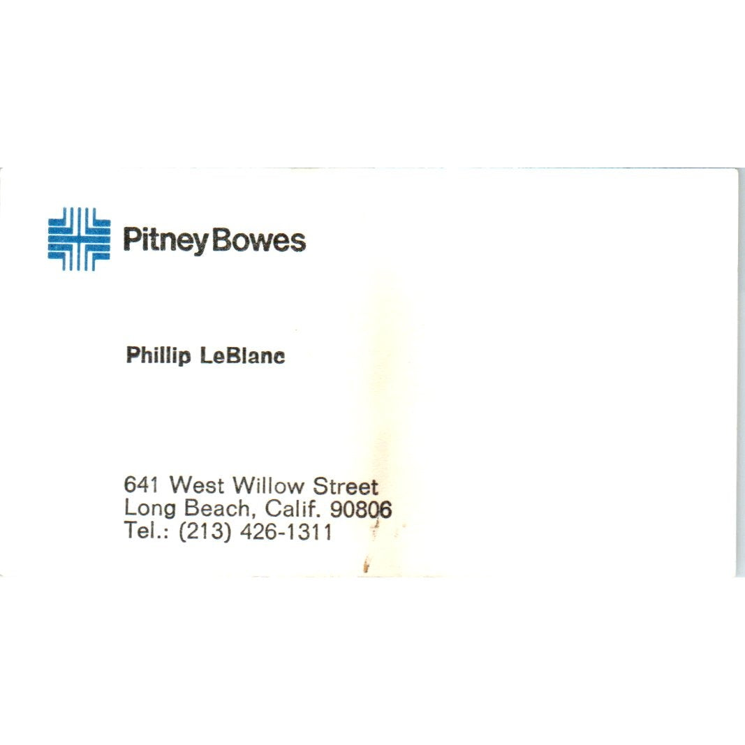 Phillip LeBlanc Long Beach CA Pitney Bowes Vintage Business Card SE3-B2