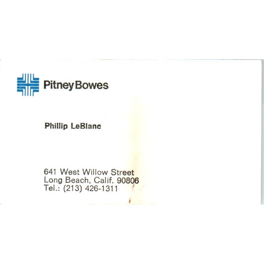 Phillip LeBlanc Long Beach CA Pitney Bowes Vintage Business Card SE3-B2