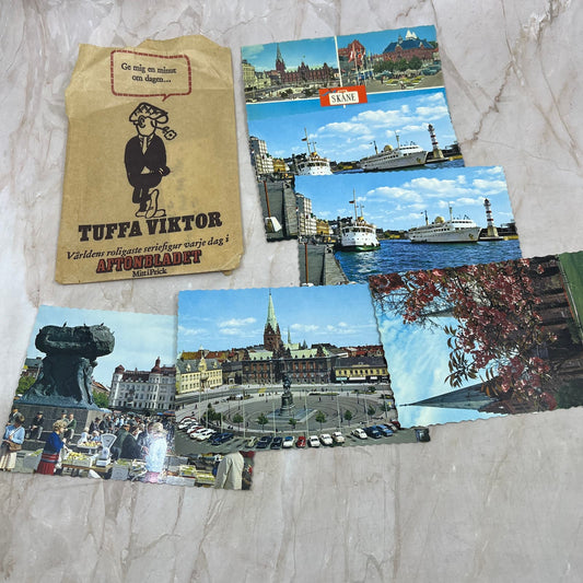 Vtg Lot of European Postcards in Bag Tuffa Viktor Aftonbladet MittiPrick TI9-P2