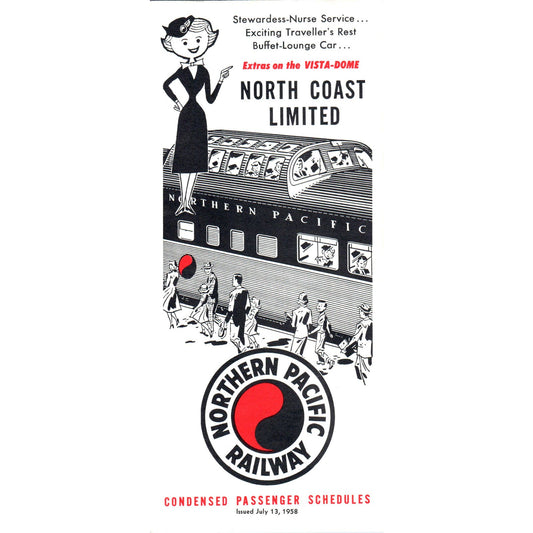 1958 Northern Pacific Railway North Coast Limited Passenger Timetables AB9