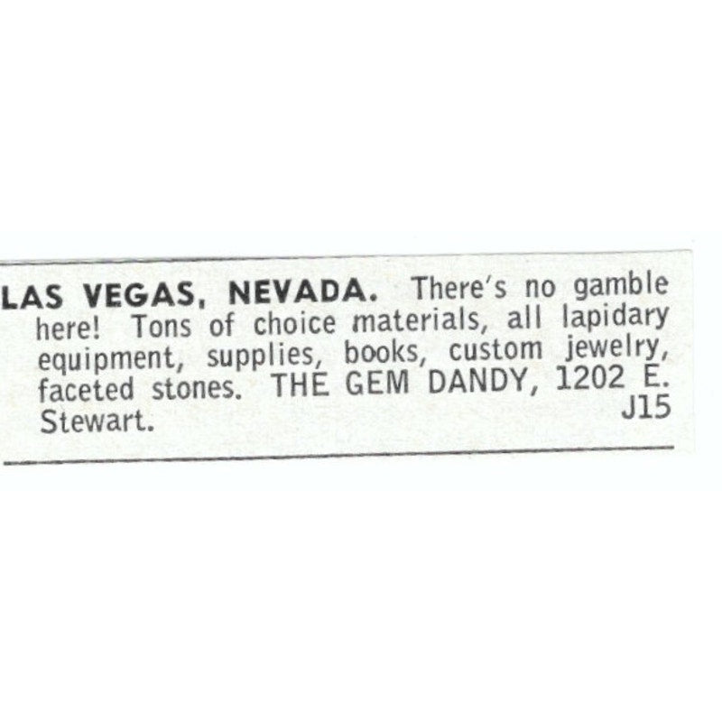 The Gem Dandy Lapidary Supply Las Vegas Nevada 1964 Magazine Ad AB6-LJS2