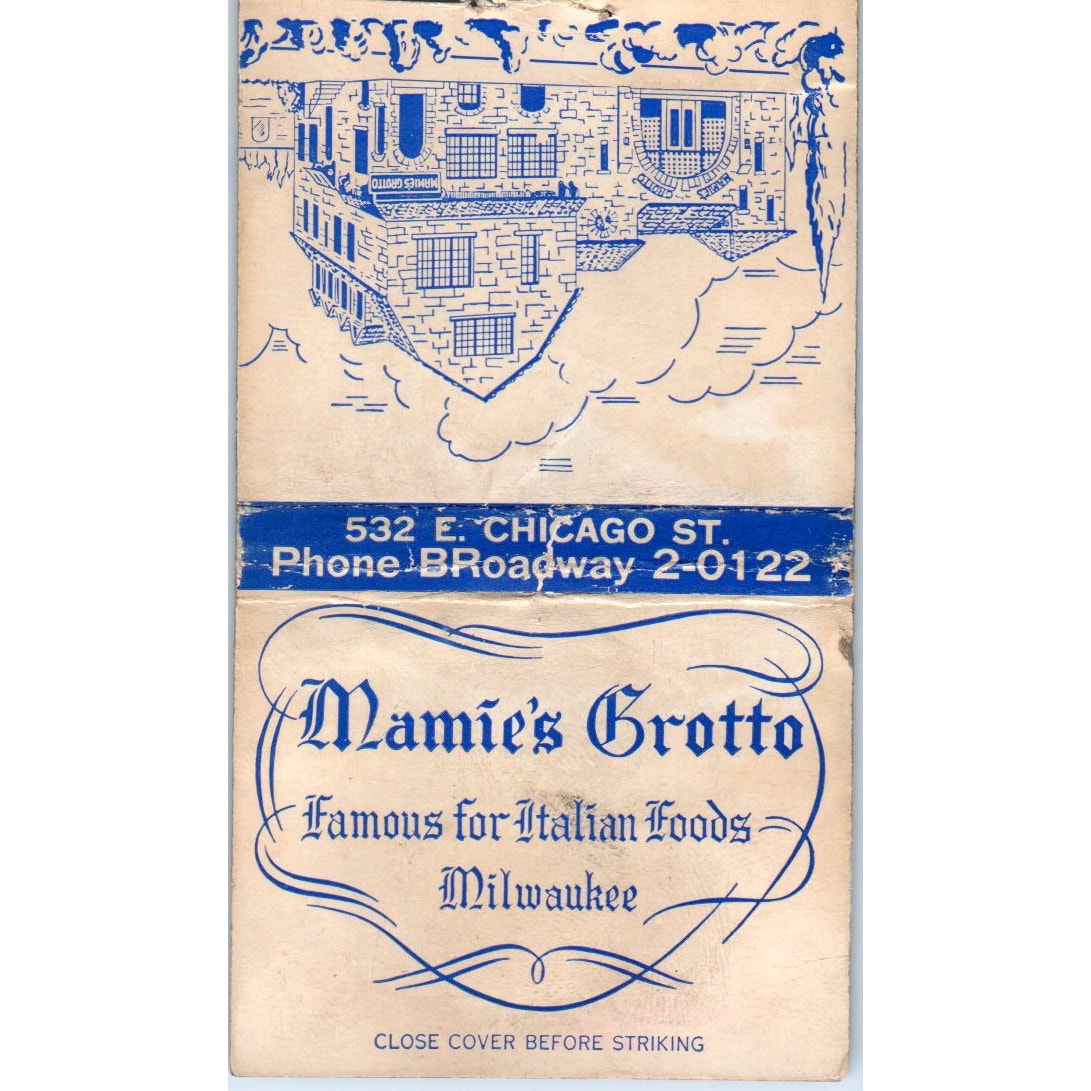 Mamie's Grotto Italian Foods Milwaukee Vintage Matchbook Cover SF4-Y7