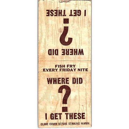 Jono's White House Poskin WI Vintage Matchbook Cover SC7-Y5