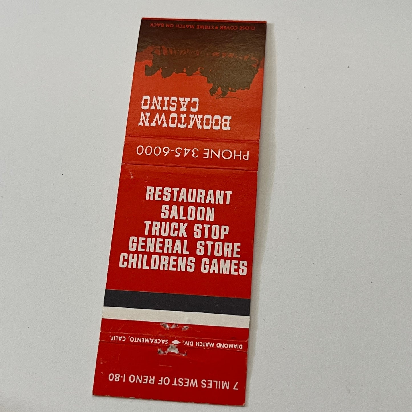 Boomtown Casino Reno Nevada Vintage Matchbook Cover TB6-MB2-1