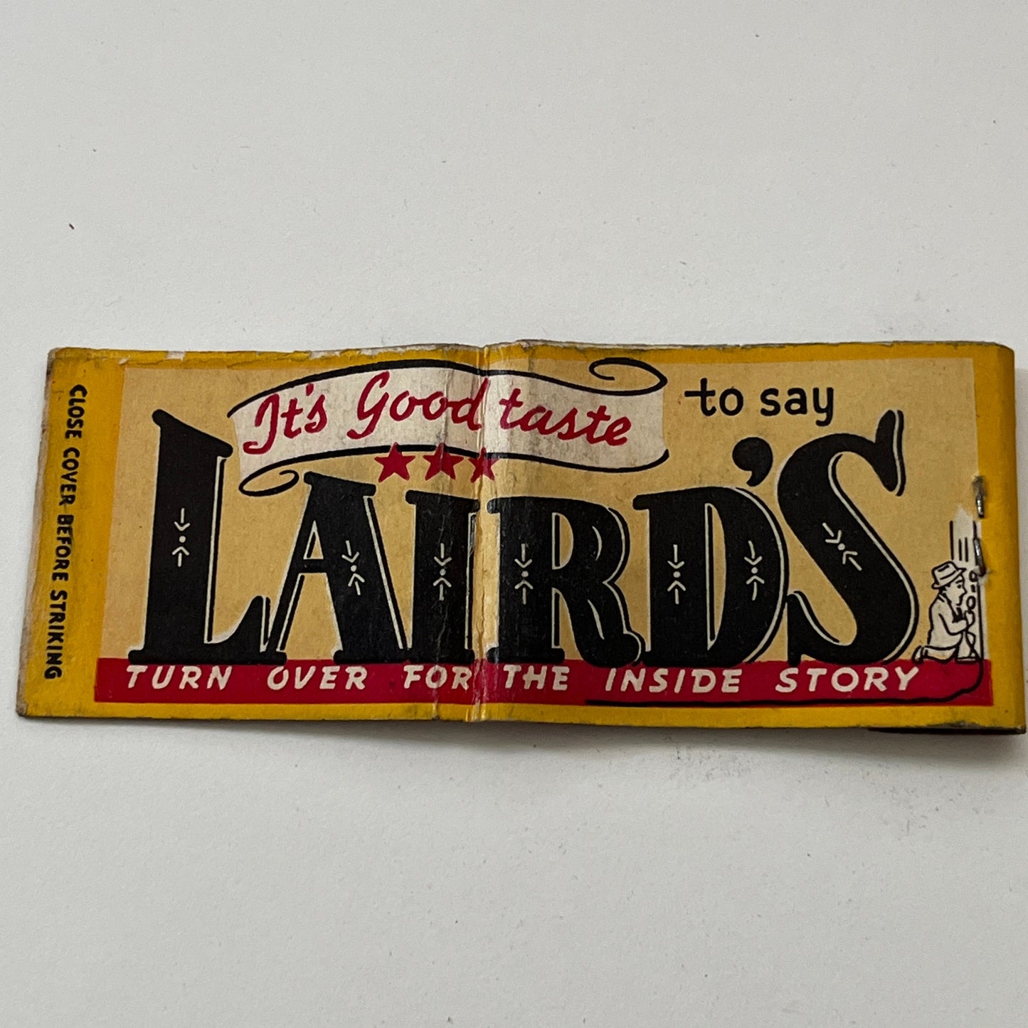 Laird's Ginger Ale Soda Laird and Co Vintage Matchbook Cover TB8-MB2-10