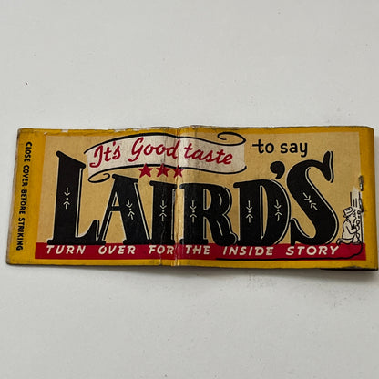 Laird's Ginger Ale Soda Laird and Co Vintage Matchbook Cover TB8-MB2-10