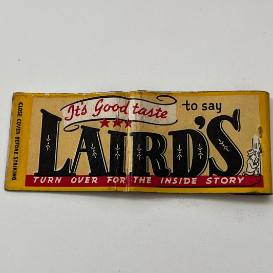 Laird's Ginger Ale Soda Laird and Co Vintage Matchbook Cover TB8-MB2-10