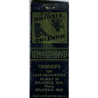 Thomsen's on Lake Nagawicka Delafield WI Vintage Matchbook Cover SD4-Y13