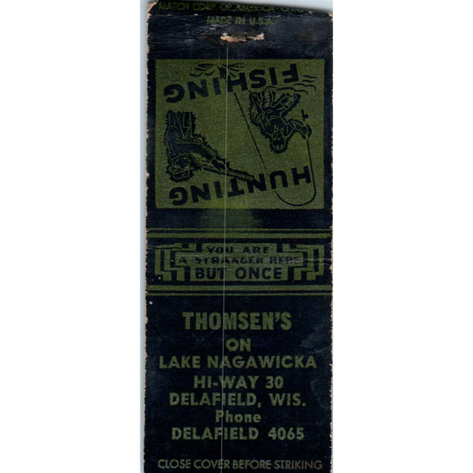 Thomsen's on Lake Nagawicka Delafield WI Vintage Matchbook Cover SD4-Y13