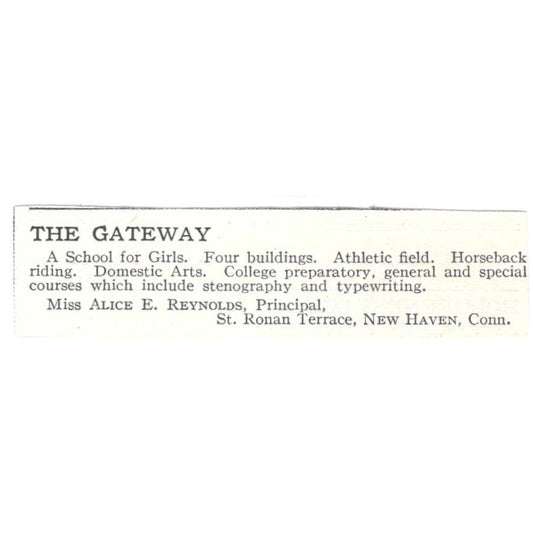 The Gateway School for Girls Alice E. Reynolds St. Ronan Terrace 1918 Ad AE5-SV3