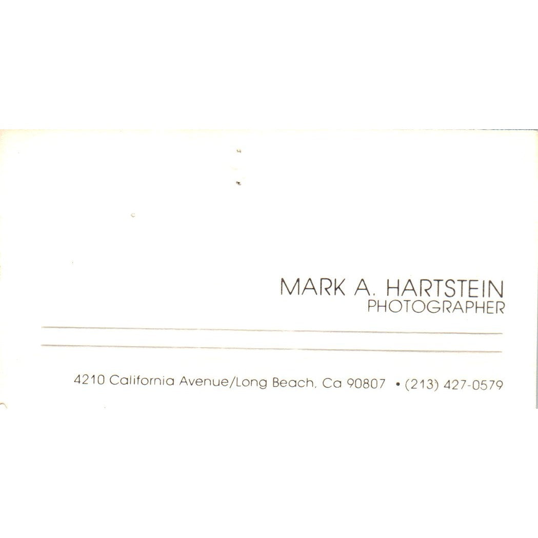 Mark A Hartstein Long Beach CA Vintage Business Card SD8-B17