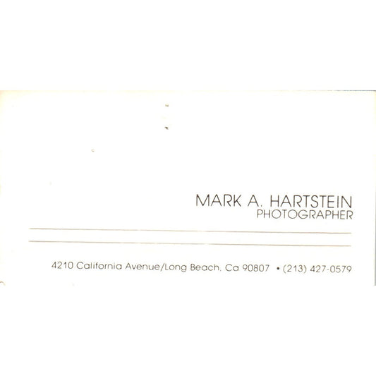 Mark A Hartstein Long Beach CA Vintage Business Card SD8-B17