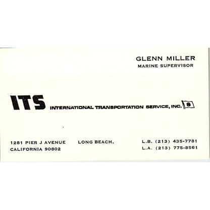 International Transportation Glenn Miller Long Beach CA Business Card SB4-B11