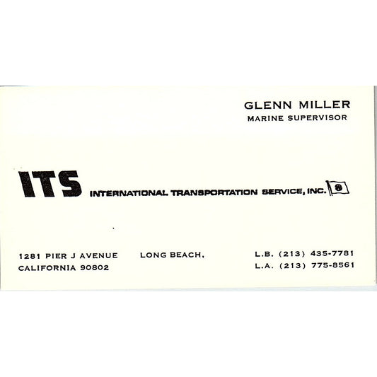 International Transportation Glenn Miller Long Beach CA Business Card SB4-B11