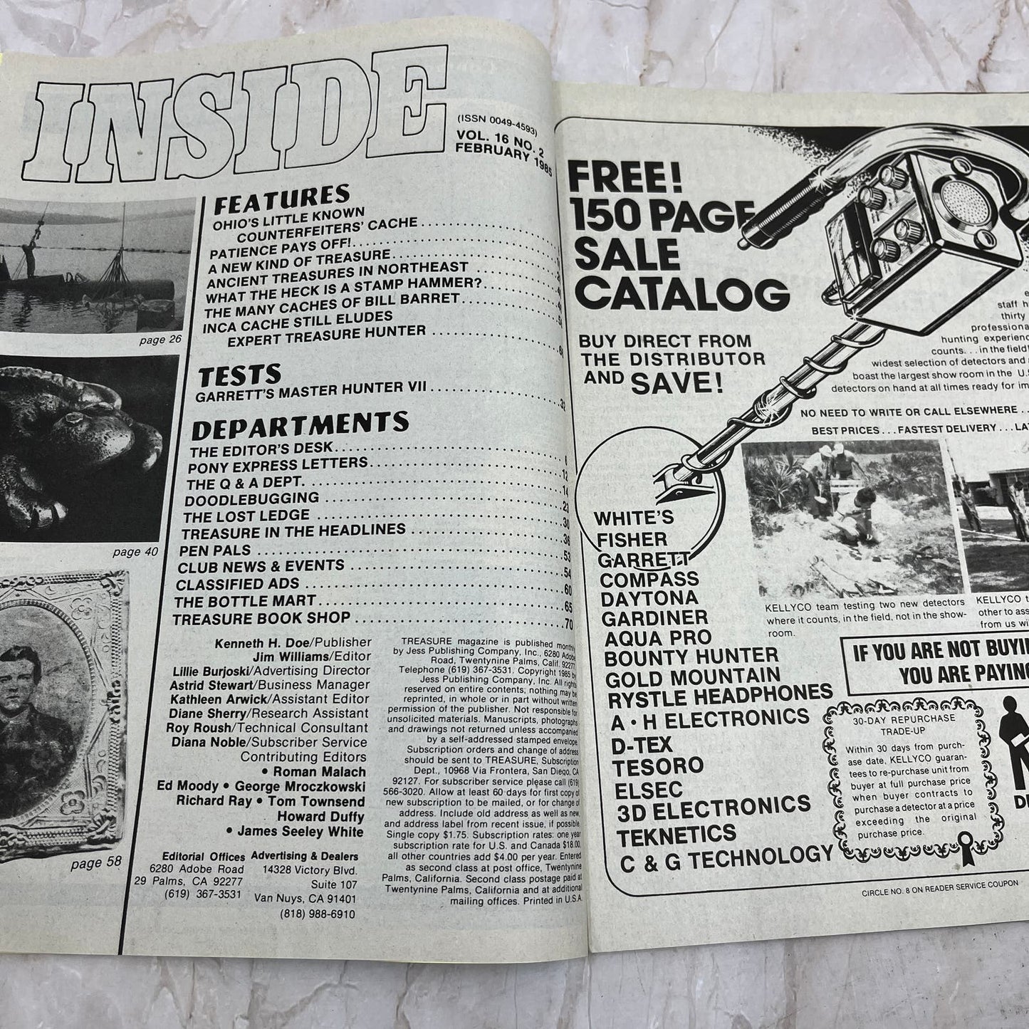 1985 Feb - Treasure Magazine - Treasure Hunting Metal Detecting Gold Coins M10