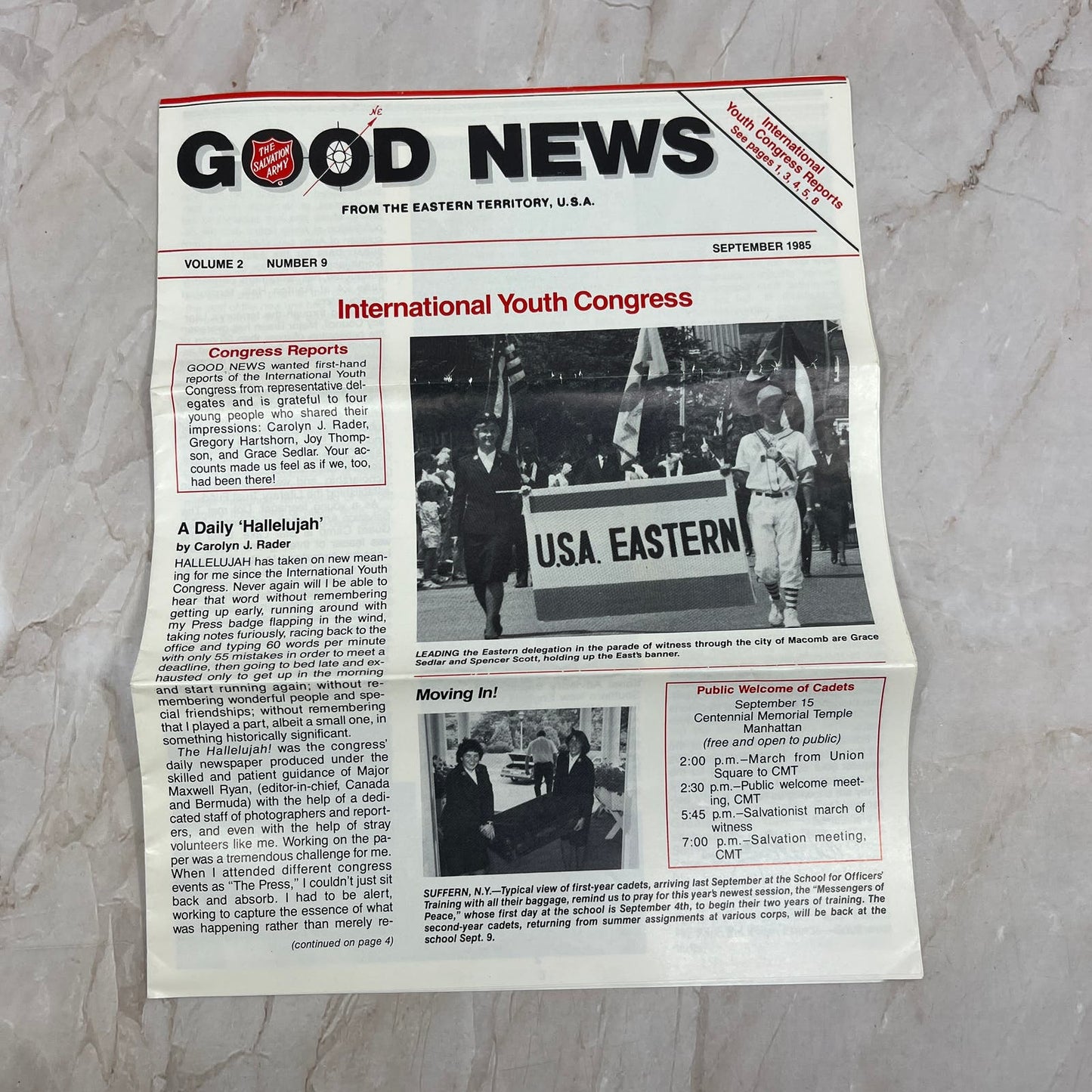 1985 Sept Salvation Army Good News Newsletter International Youth Congress AE4