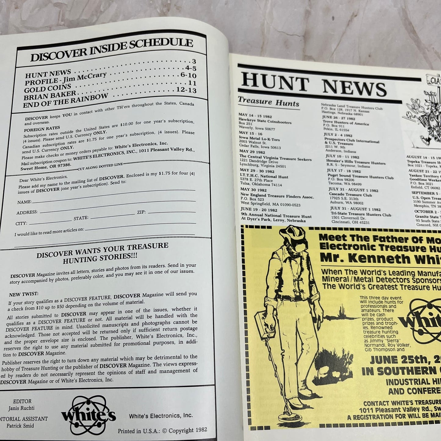 1981 4th Quarter White's Electronics Discover Newsletter Metal Detectors M19