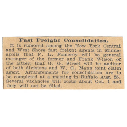 New York Central & West Shore Fast Freight Consolidation St. Paul 1898 Ad AF2-S5