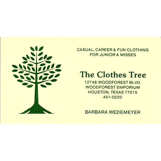 The Clothes Tree Barbara Wedemeyer Hosuton Vintage Business Card SE5-B5