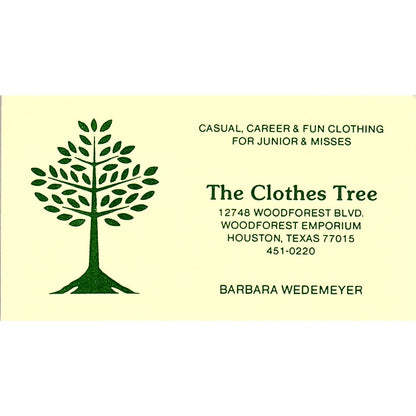 The Clothes Tree Barbara Wedemeyer Houston Vintage Business Card SE5-B5