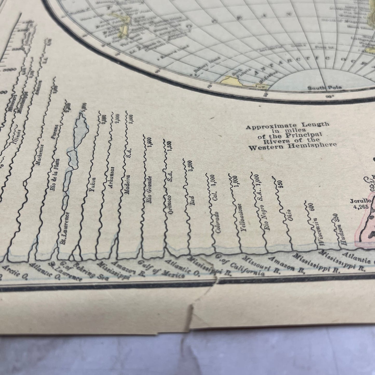 1899 Map of The Western Hemisphere 10x13 Original Tinted Map Engraving FL6-8