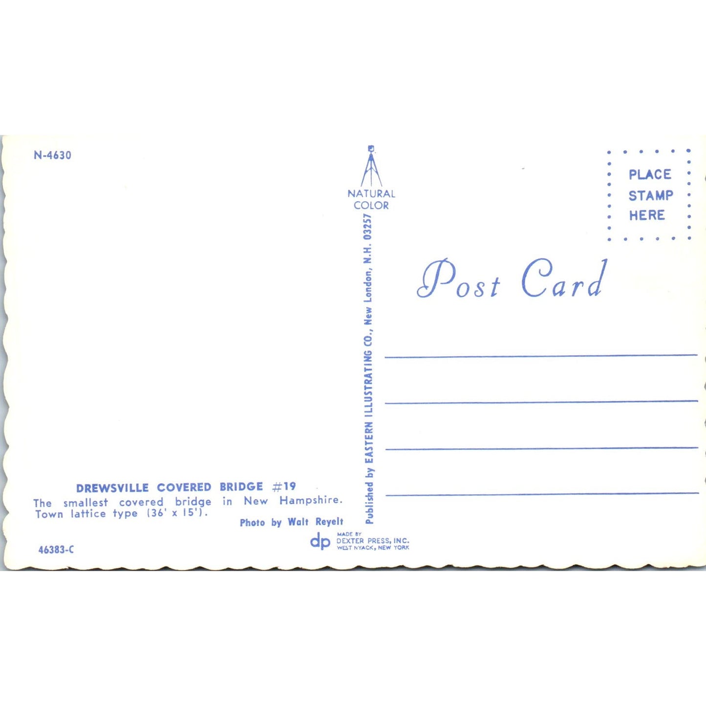 Drewsville Bridge 19 New Hampshire Vintage Covered Bridge Postcard PC15