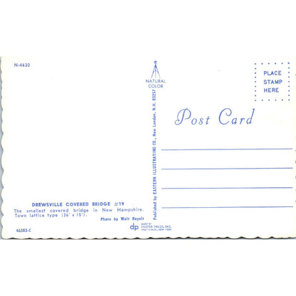 Drewsville Bridge 19 New Hampshire Vintage Covered Bridge Postcard PC15