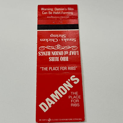 Damon's The Place For Ribs Altamonte Springs FL Matchbook Cover TB6-MB1-14