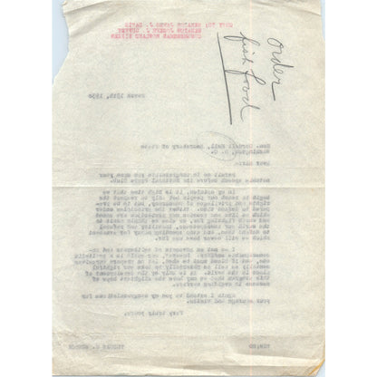 1938 Letter Cordell Hull Secretary of State, Senator James Davis, Guffey D18
