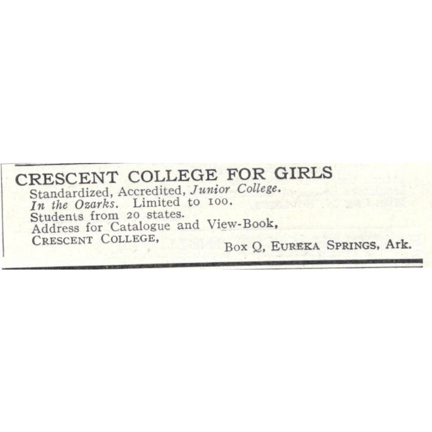 Crescent College for Girls Eureka Springs AR c1918 Advertisement AE5-SA11