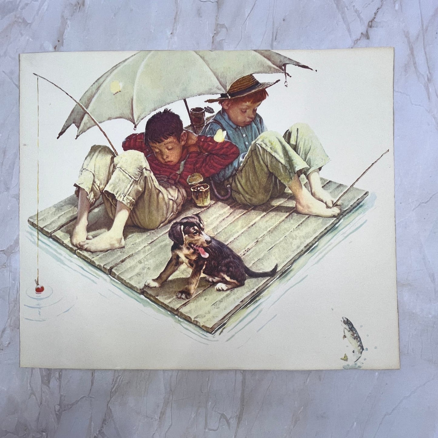 Norman Rockwell Fisherman's Paradise Vintage Art Print 10x12 FL6-3