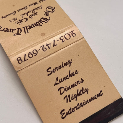 The Bidwell Tavern and Cafe 1260 Main St Coventry CT Matchbook Cover TB8-MB-5