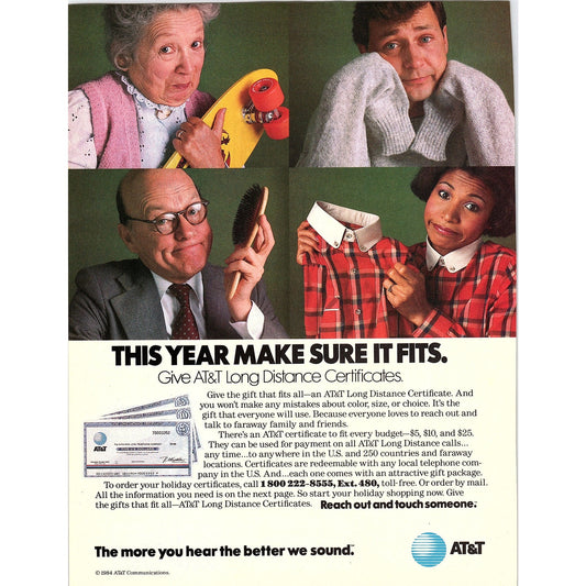 AT&T Long Distance Calling Reach Out and Touch Someone 1984 Ad AF8-5