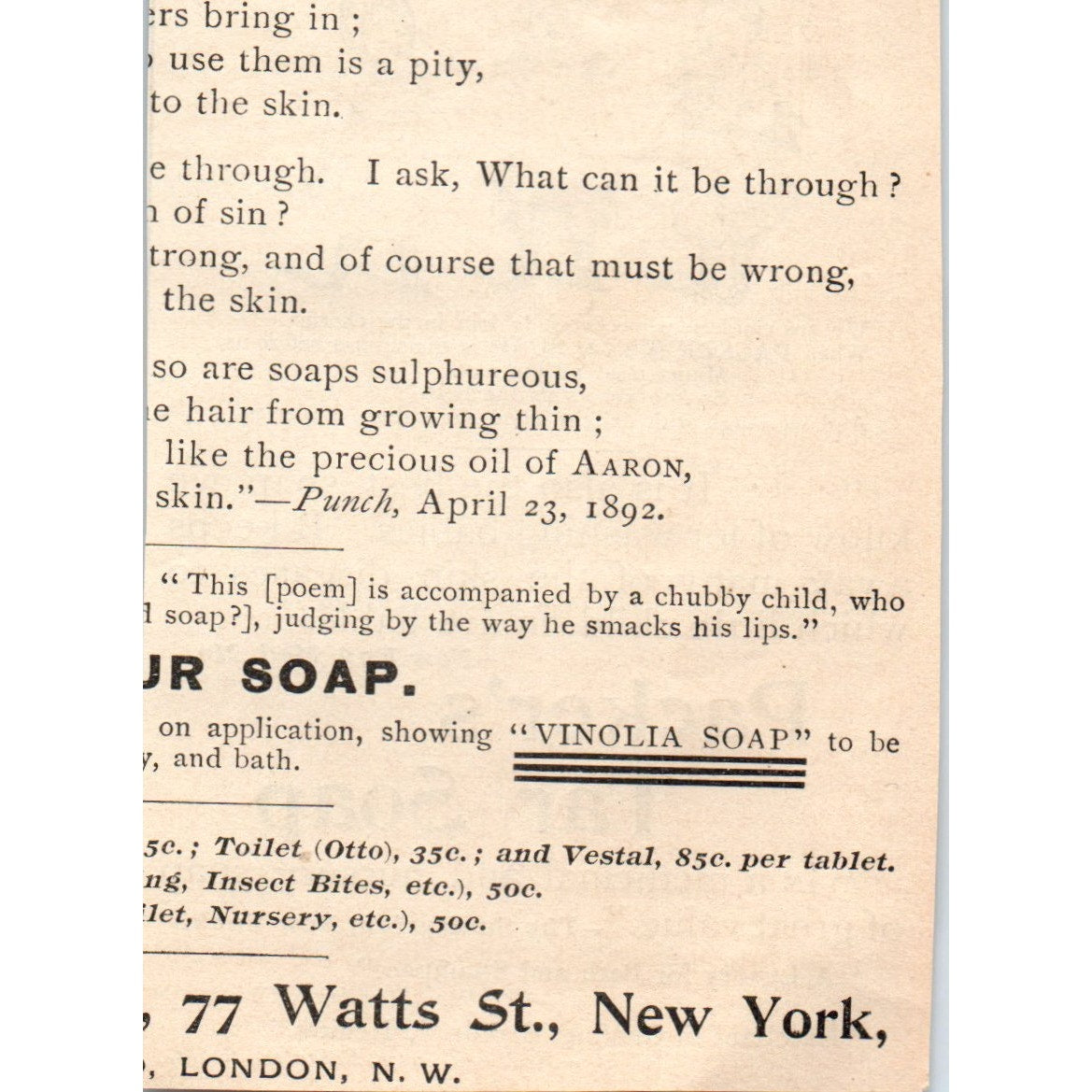 Packer's Tar Soap Children Cheerfully Join the Chorus 1892 Magazine Ad AB6-3