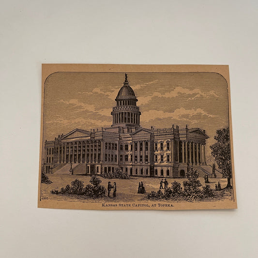 Kansas State Capitol, at Topeka 1894 Art Engraving SAG4-8