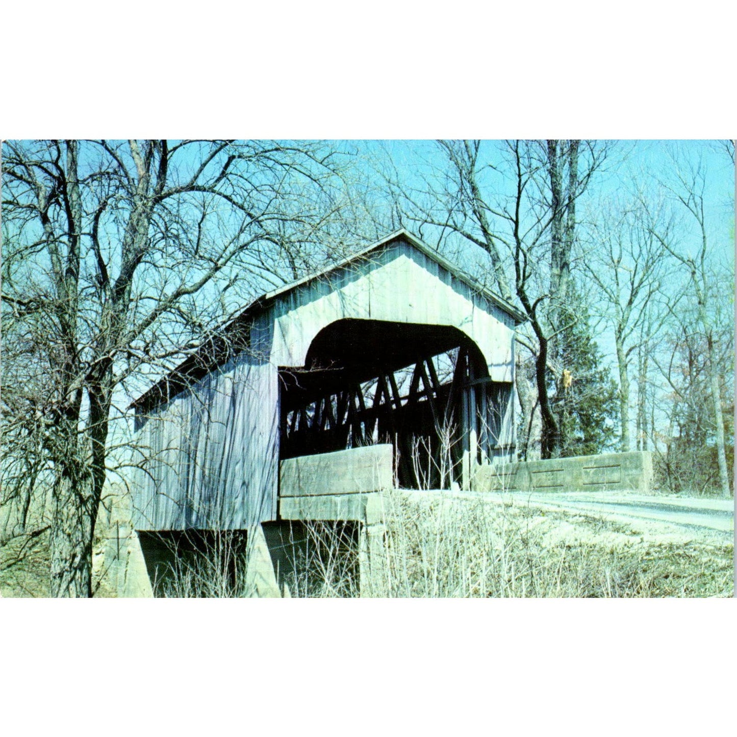 Ripley County Milan Indiana Pipestem Covered Bridge Postcard PB11