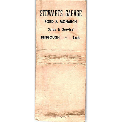 1949 Monarch Ford Forty-Niner Stewarts Garage Bengough Saskatoon Matchbook SC7Y9