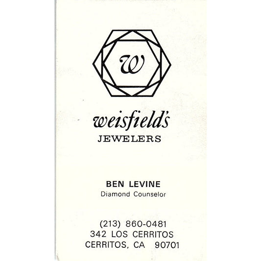 Weisfield's Jewelers Ben Levine Cerritos CA Vintage Business Card SB4-B1