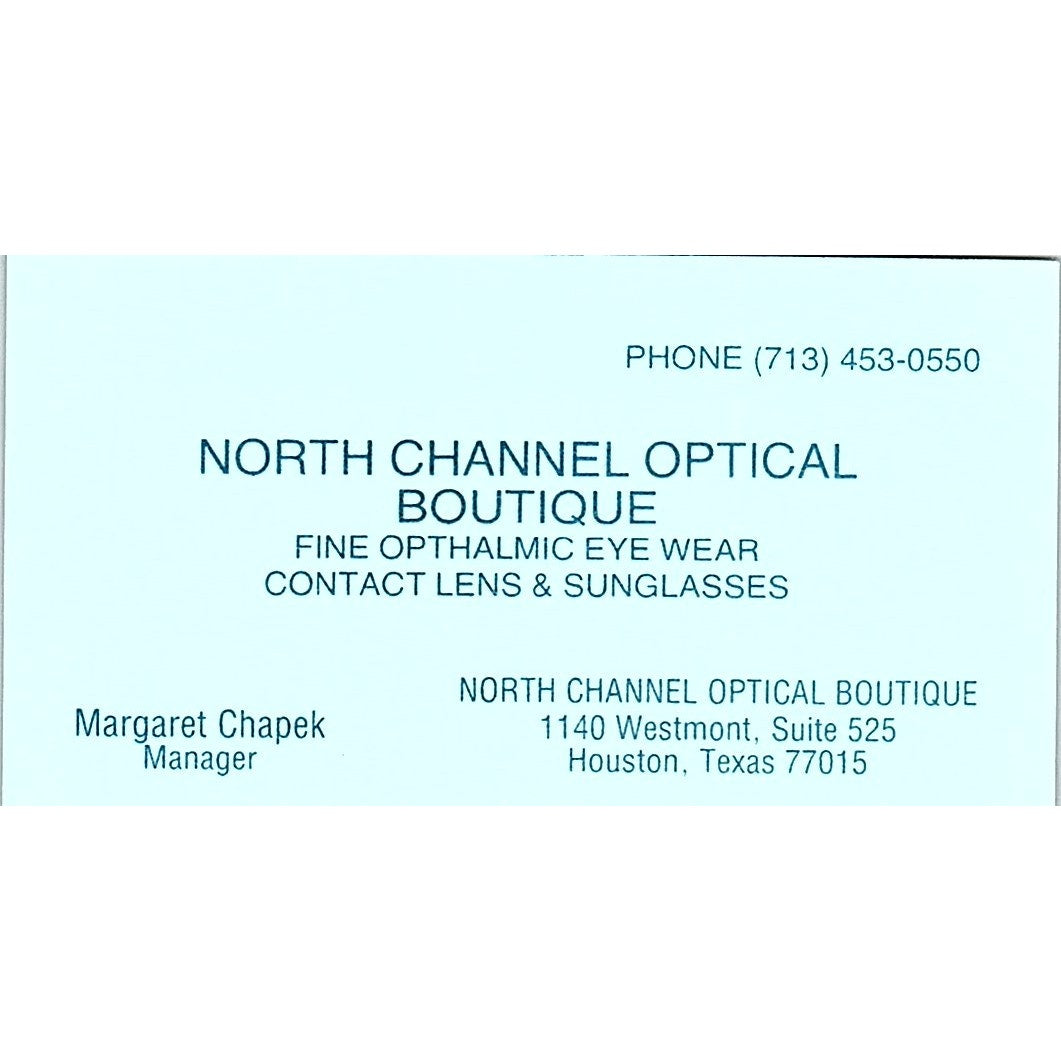 North Channel Optical Boutique Margaret Chaoek Houston TX Business Card SB4-B3