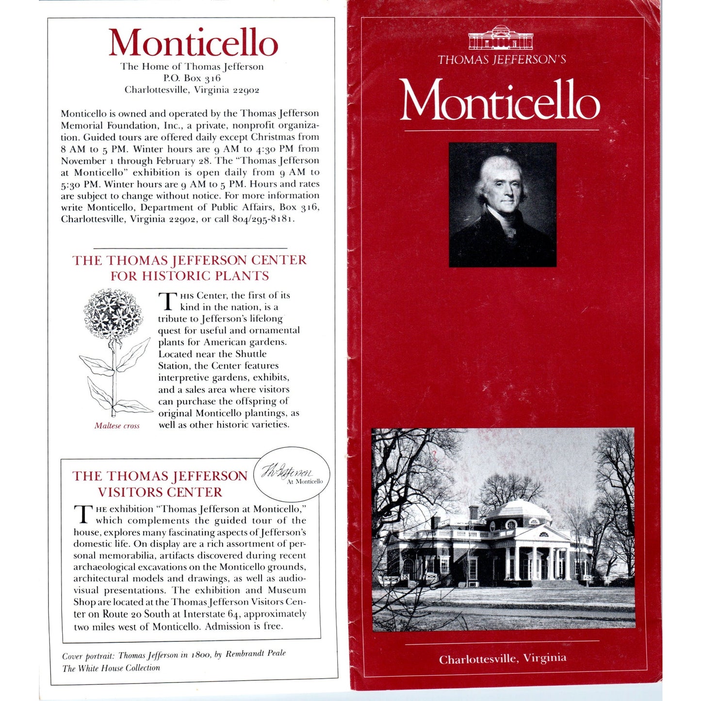 Vintage Thomas Jefferson's Monticello Fold Out Map & Travel Brochure TH2-O1