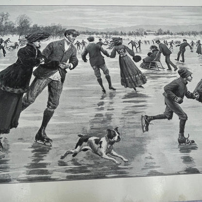 Glory of a Winter's Day Ice Skating - Original 1904 A.B. Frost Art Print V14-3
