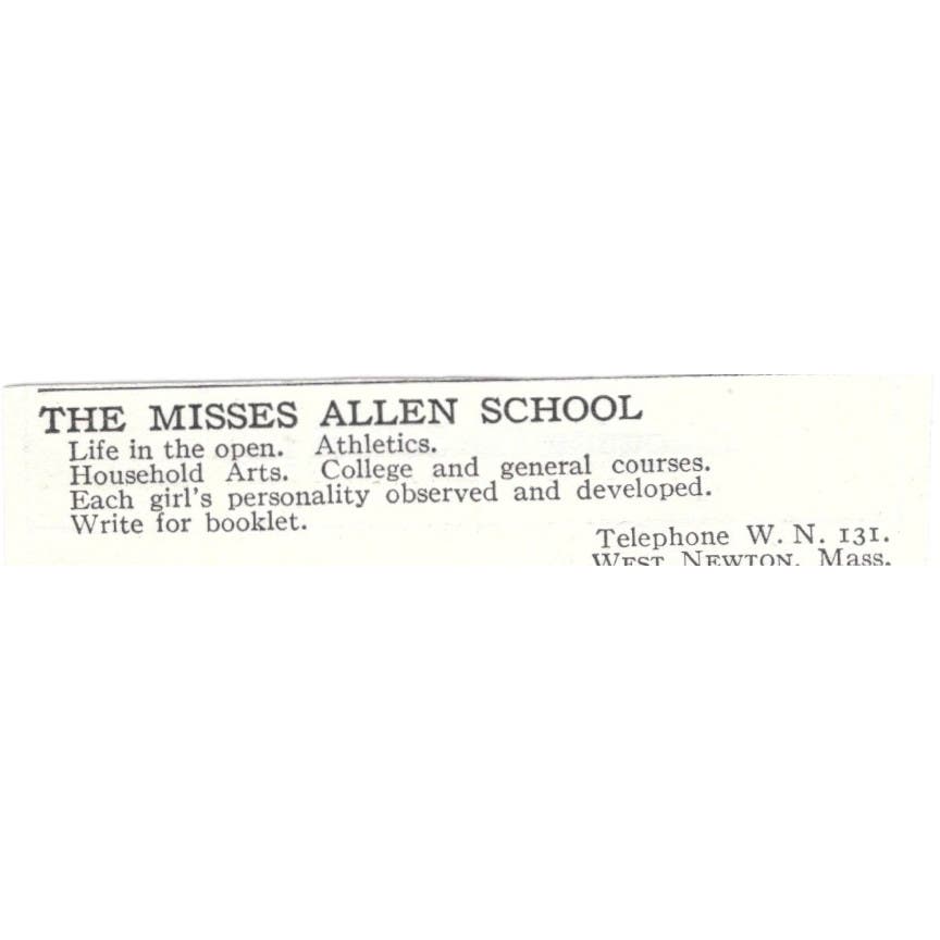 The Misses Allen School West Newton MA c1918 Original Advertisement AE5-SV3
