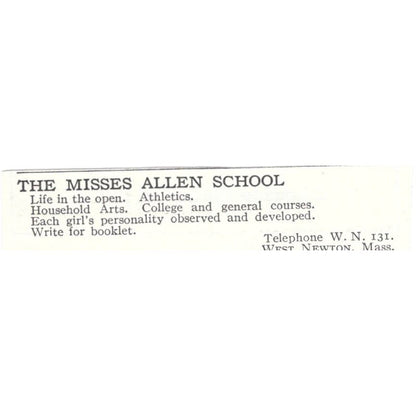 The Misses Allen School West Newton MA c1918 Original Advertisement AE5-SV3