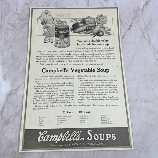Campbell's Vegetable Soup 1918 Magazine Ad FL6-10