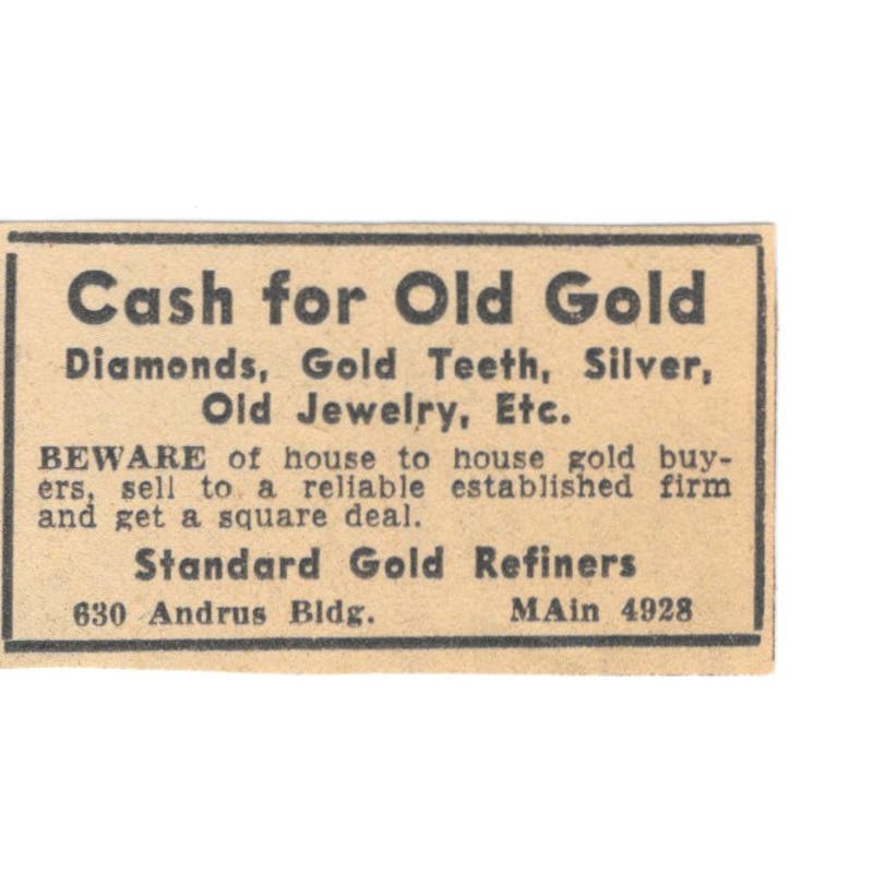 Standard Gold Dealers Andrus Building 1935 Minneapolis Journal Ad AE7-H2