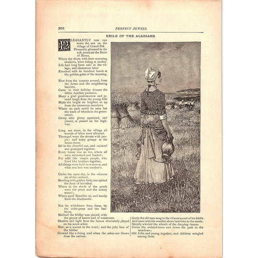 Exile of the Acadians - Henry Wadsworth Longfellow 3 Pages 1884 Poem TA5-CJ-4