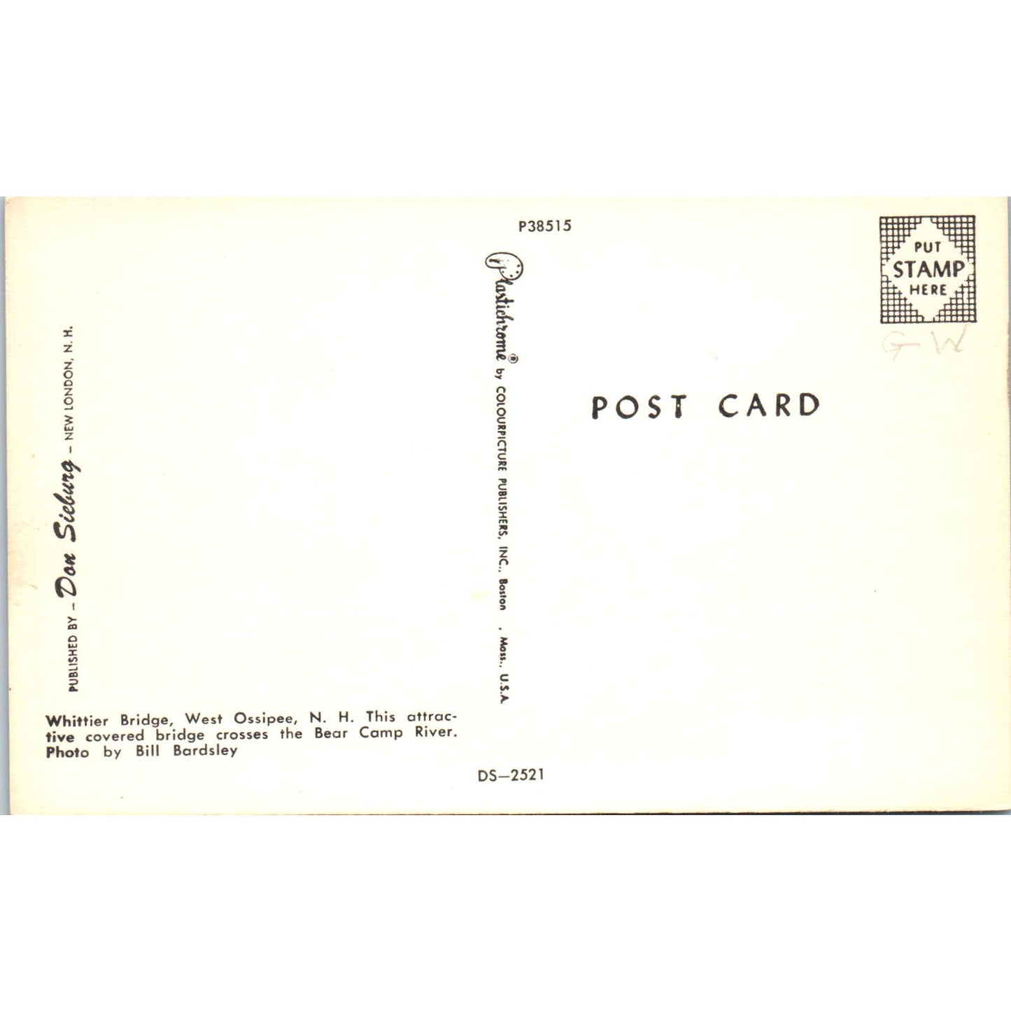 Whittier Bridge West Ossipee NH Vintage Covered Bridge Postcard PC16